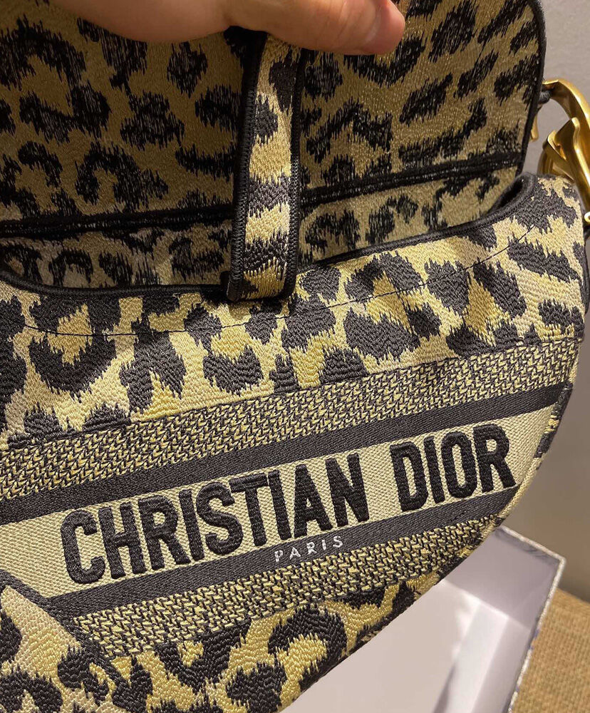 Christian Dior Saddle Bag Canvas with Leather Coffee